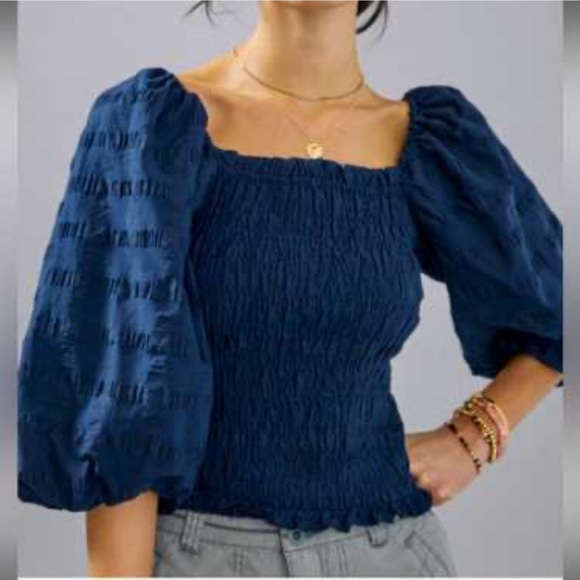 Anthropologie Tops - NWOT Anthropologie Maeve Milkmaid Smocked puff sleeve top xsmall